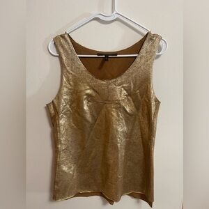 BCBG MAXAZRIA - Gold Textured Sleeveless Blouse